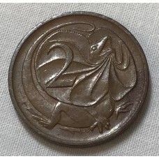 AUSTRALIA 1971 . TWO 2 CENTS COIN . FRILLED NECK LIZARD